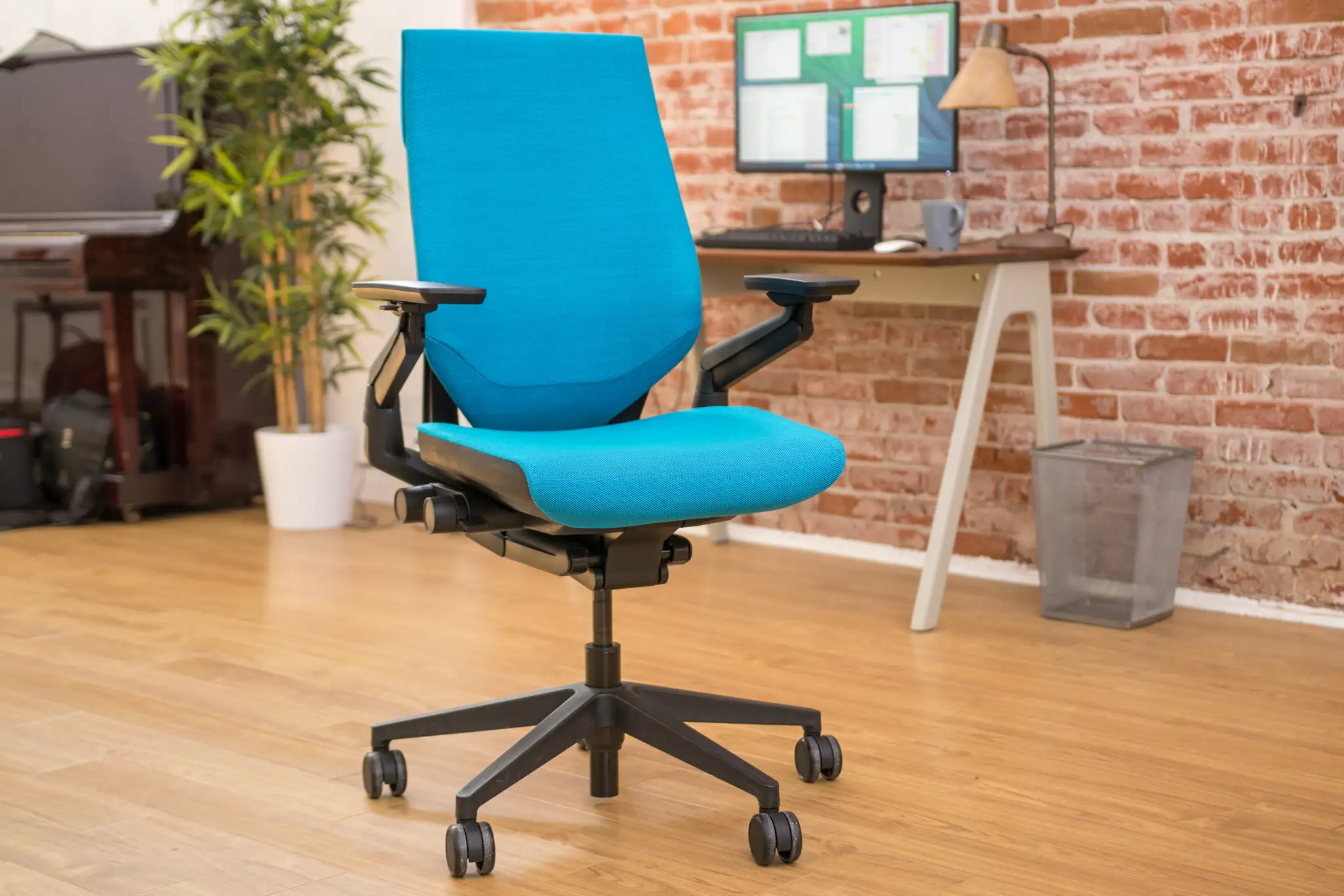 Well-organized ergonomic office workspace setup
